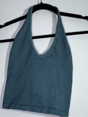 Urban Outfitters Out From Under Halter Top Ribbed Teal Crop Size M